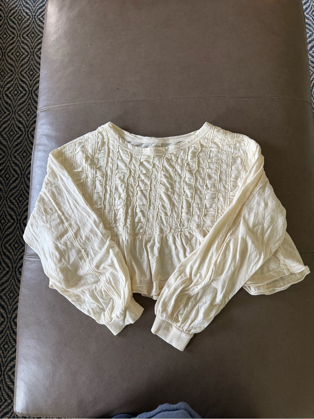 Pilcro Cream Ruffle-Trim Peasant Tunic